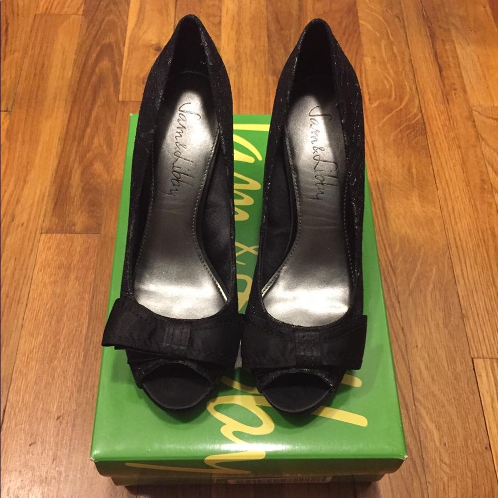 Sam and Libby peep toe black heels - Picture 2 of 4